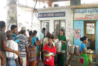 One of the food distribution centres